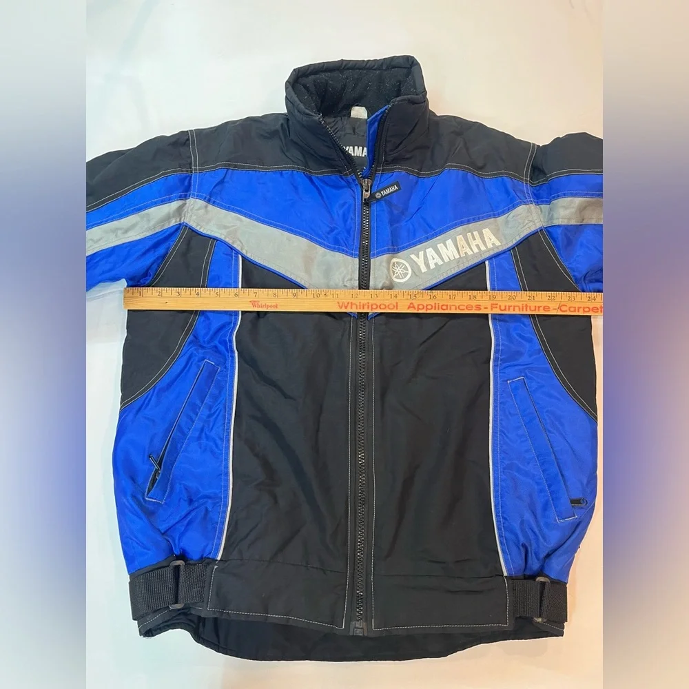 Vintage Yamaha Racing Jacket Mens Medium Blue Black Snowmobile Padded Quilted HK